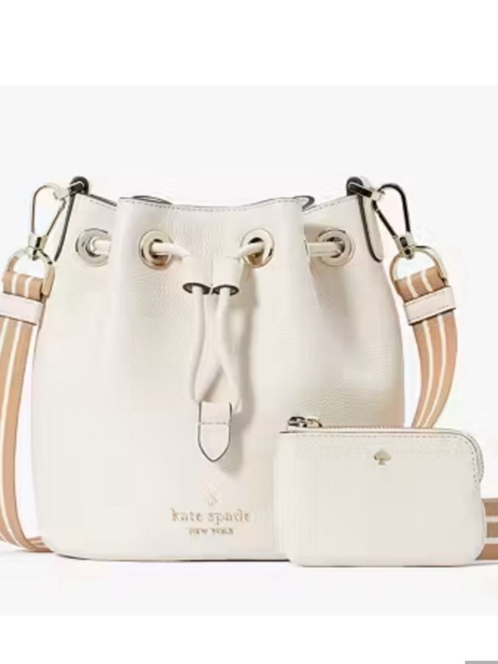 Kate Spade Rosie Small Bucket Bag in Cream with Strap Pouch